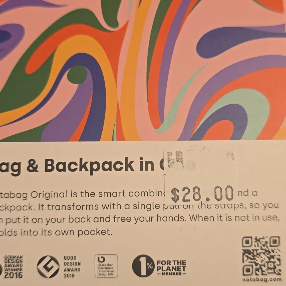Colorful Swirl Reusable Tote Backpack — Multicolor - Picture 5 of 6